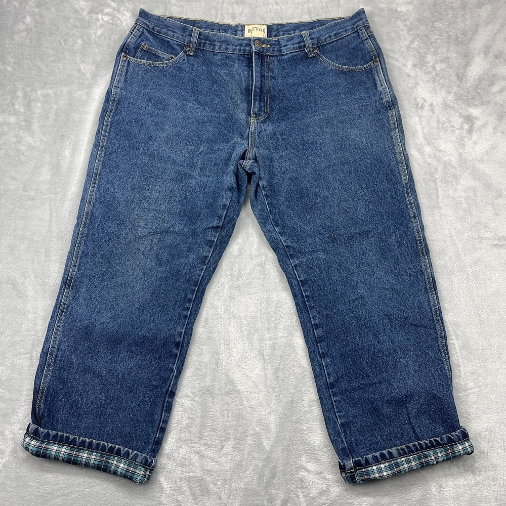 RedHead Jeans Mens 40x30 Blue Denim Flannel Lined Streetwear Grunge Relaxed Fit